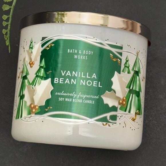 BBW Vanilla Bean Noel Bath & Body Works 3 Wick Candle - Picture 5 of 10